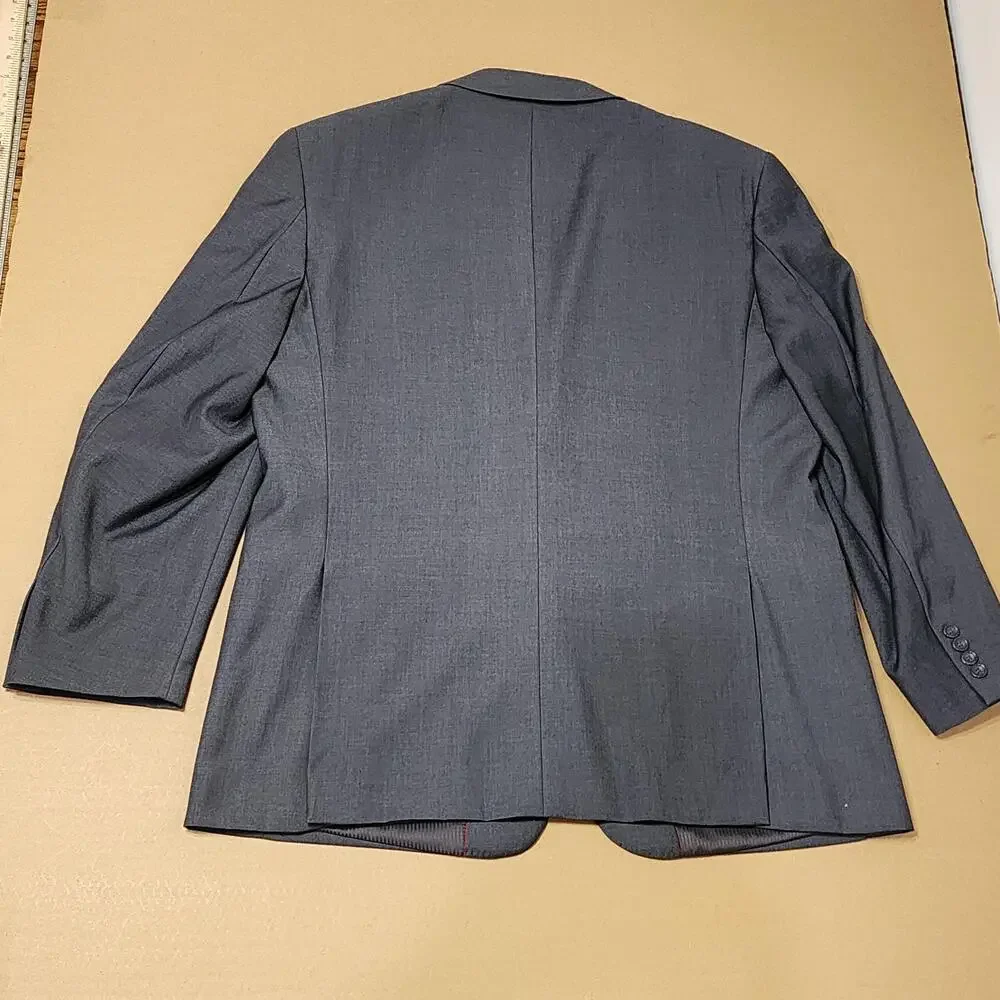 Vinci Suit Mens 44 38x29 Gray Poly Rayon Solid 3 Piece Classic Fit Notch Lapel